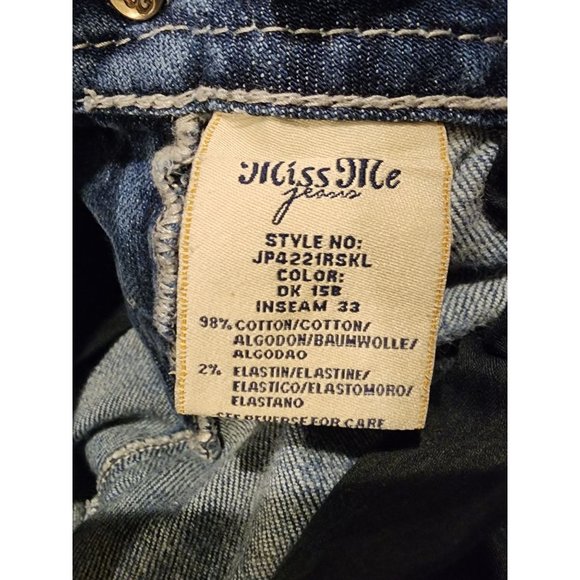 Miss Me Skinny Jeans Embellished Flap Pockets Size 28 - Picture 12 of 14